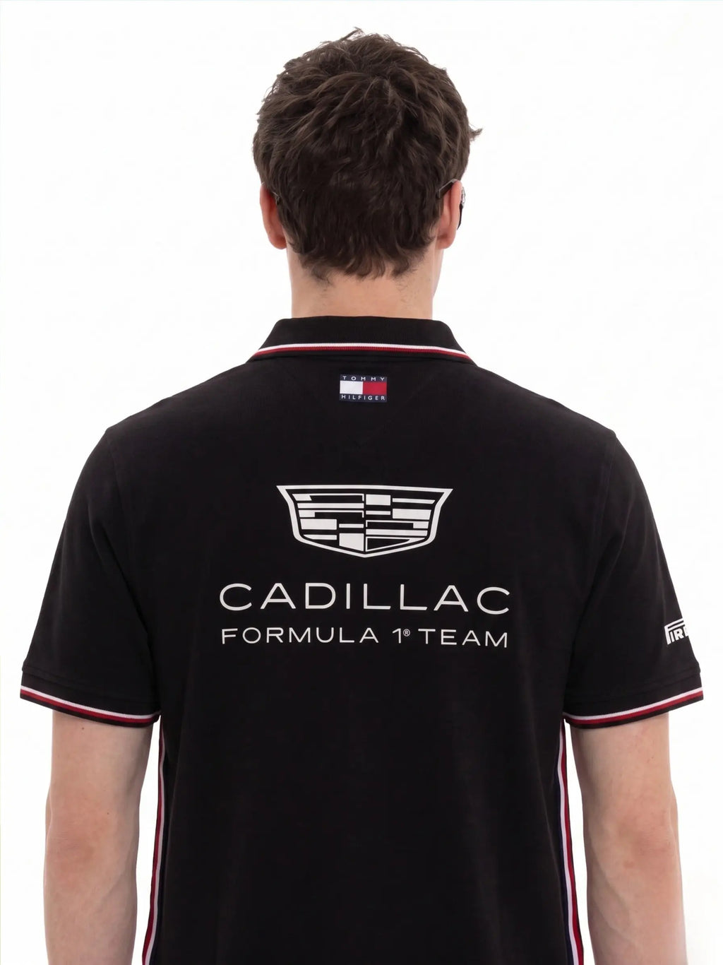 TOMMY F1 CADILLAC PRINTED BLACK POLO T SHIRT