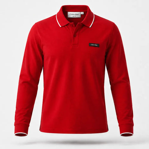 CK Long Sleeves Polo T Shirts With White Tipping