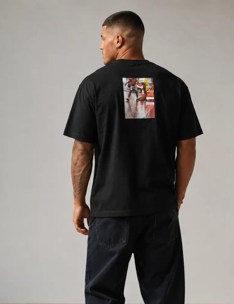 DIESEL Black Graphic Round Neck Regular Fit Cotton T-Shirt