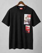 DIESEL Black Graphic Round Neck Regular Fit Cotton T-Shirt