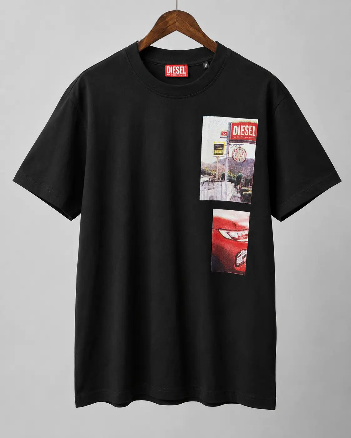 DIESEL Black Graphic Round Neck Regular Fit Cotton T-Shirt