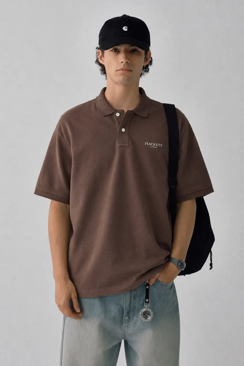 HACKETT LONDON BROWN REGULAR FIT POLO TSHIRT
