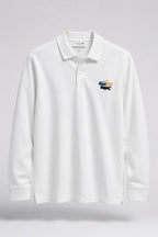 LACOSTE White Full Sleeve Polo T Shirt Cotton Regular Fit