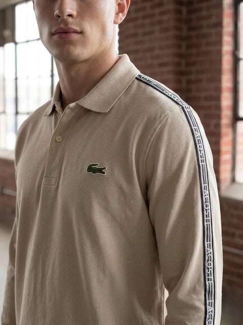 LACOSTE REGULAR FIT LOGO STRIP FULL SLEEVE T SHIRT FOR MEN