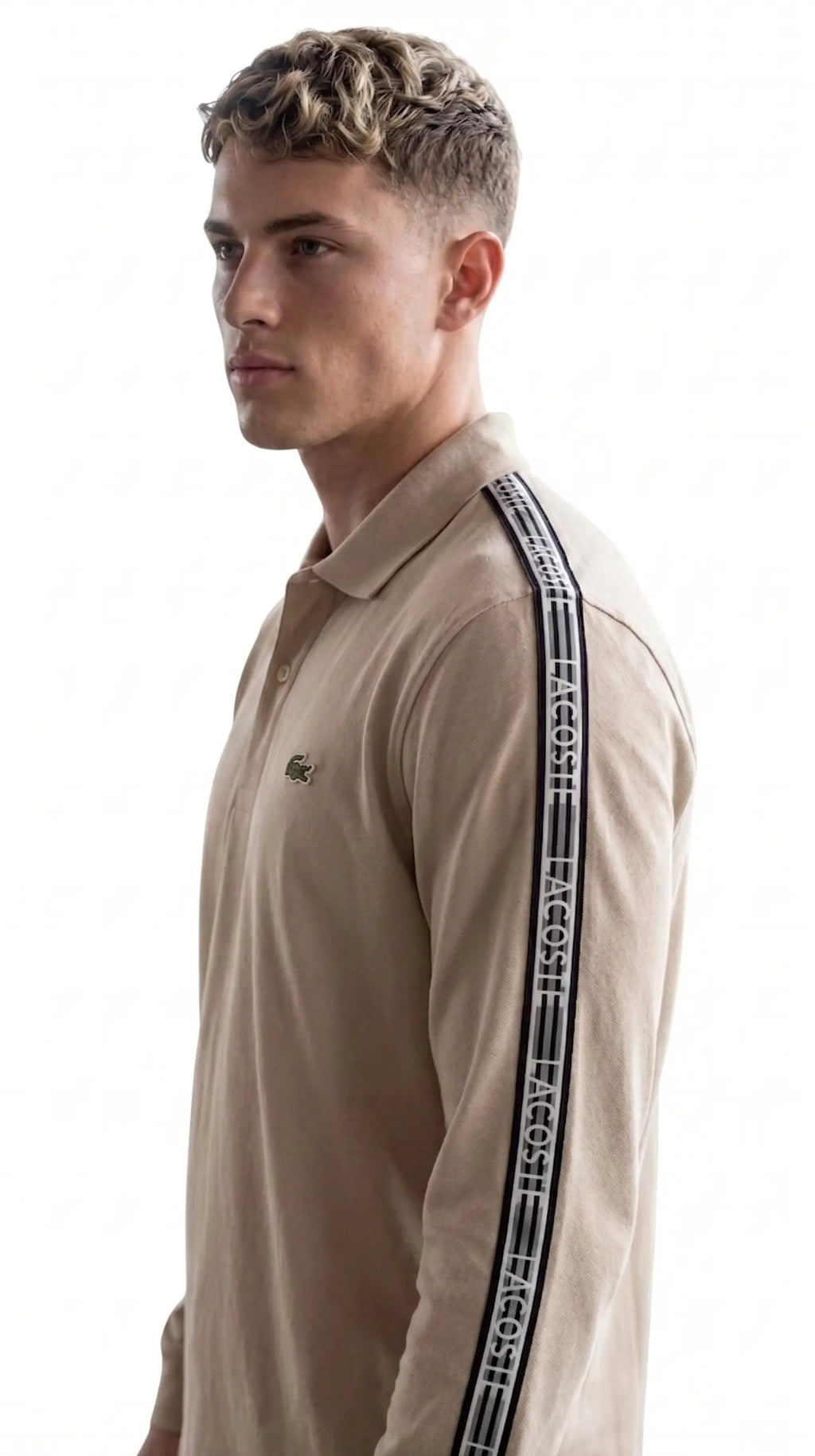 LACOSTE REGULAR FIT LOGO STRIP FULL SLEEVE T SHIRT FOR MEN
