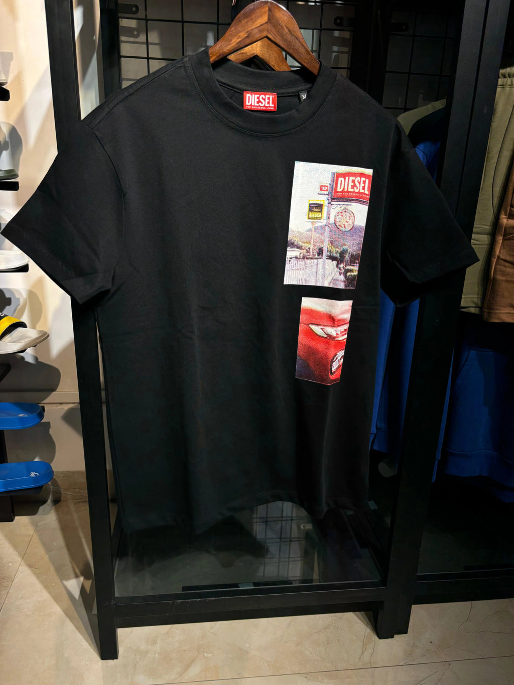DIESEL Black Graphic Round Neck Regular Fit Cotton T-Shirt