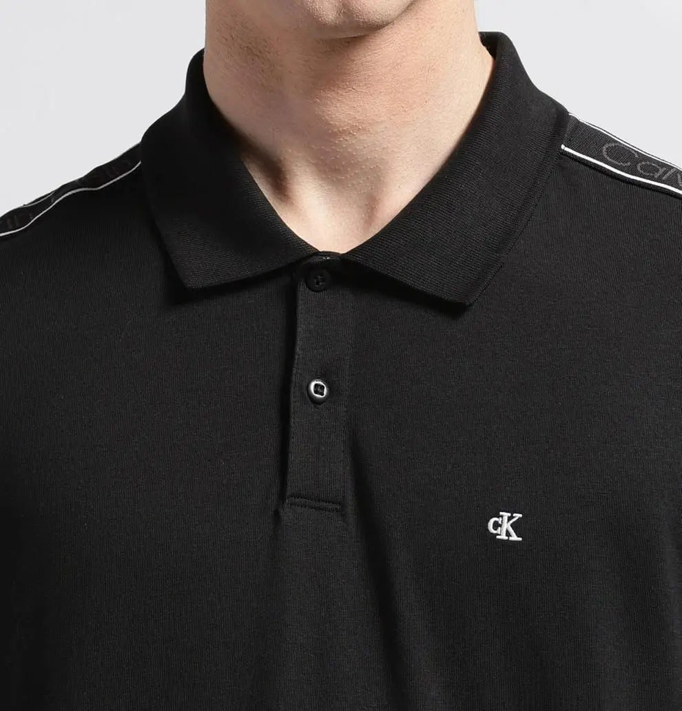 Celvin Men Polo T-Shirt Pique Taping Logo