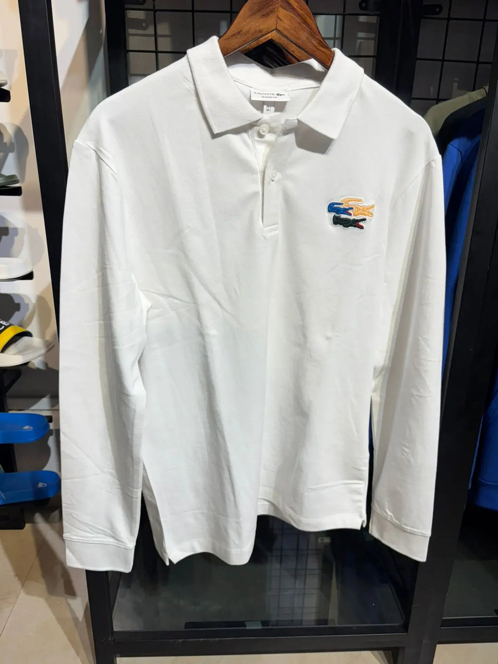 LACOSTE White Full Sleeve Polo T Shirt Cotton Regular Fit