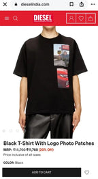 DIESEL Black Graphic Round Neck Regular Fit Cotton T-Shirt