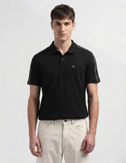 Celvin Men Polo T-Shirt Pique Taping Logo
