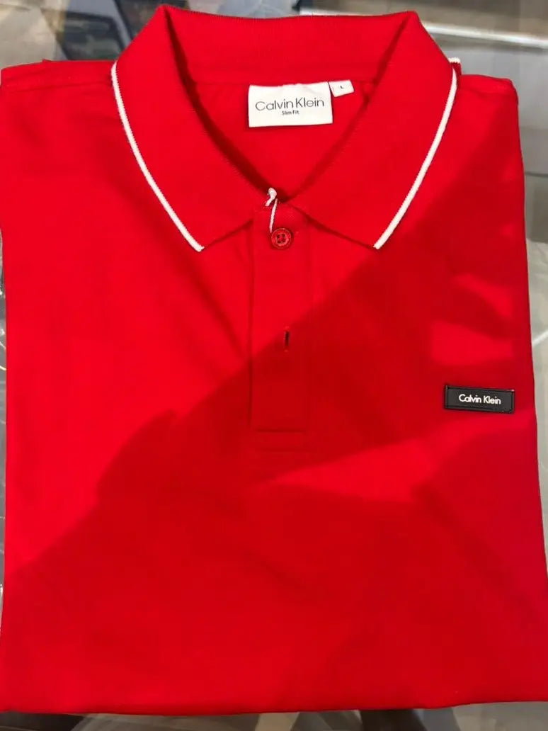 CK Long Sleeves Polo T Shirts With White Tipping