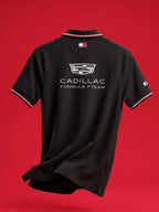 TOMMY F1 CADILLAC PRINTED BLACK POLO T SHIRT