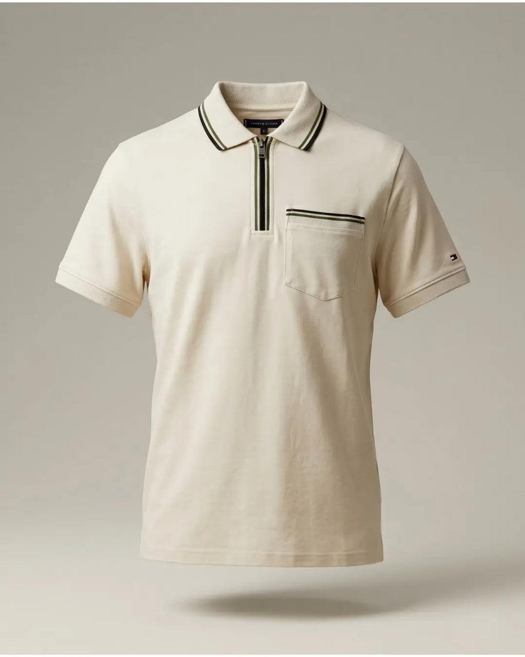 TOMMY OFF WHITE REGULAR FIT POLO T SHIRT